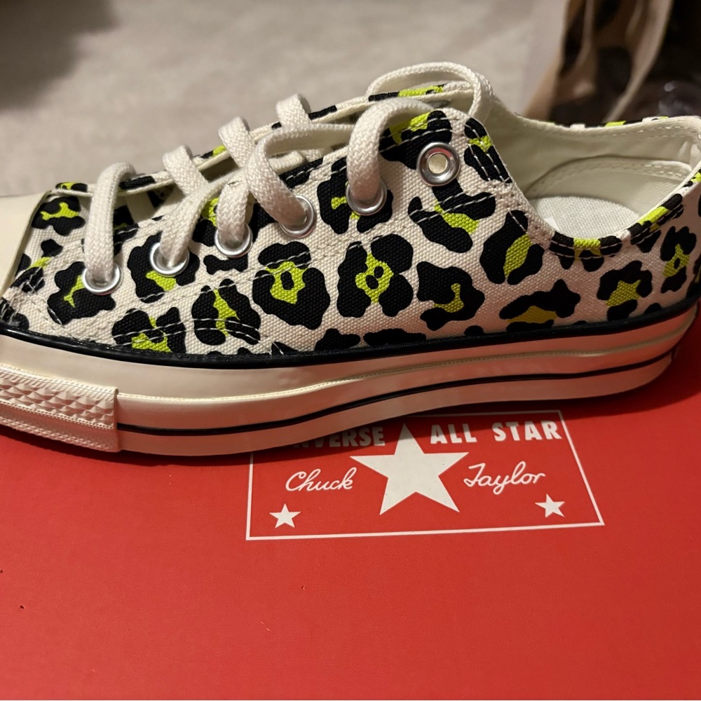 Converse Leopard Print Sneakers - Black and Green
